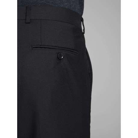 Pantalon noir uni à coupe droite et à fermeture zippée boutonnée - Image 7