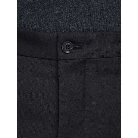Pantalon noir uni à coupe droite et à fermeture zippée boutonnée - Image 8