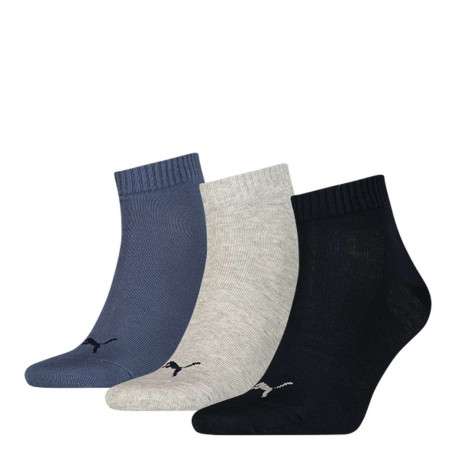 Lots de 3 paires de chaussettes en coton bleues grises et noires unies