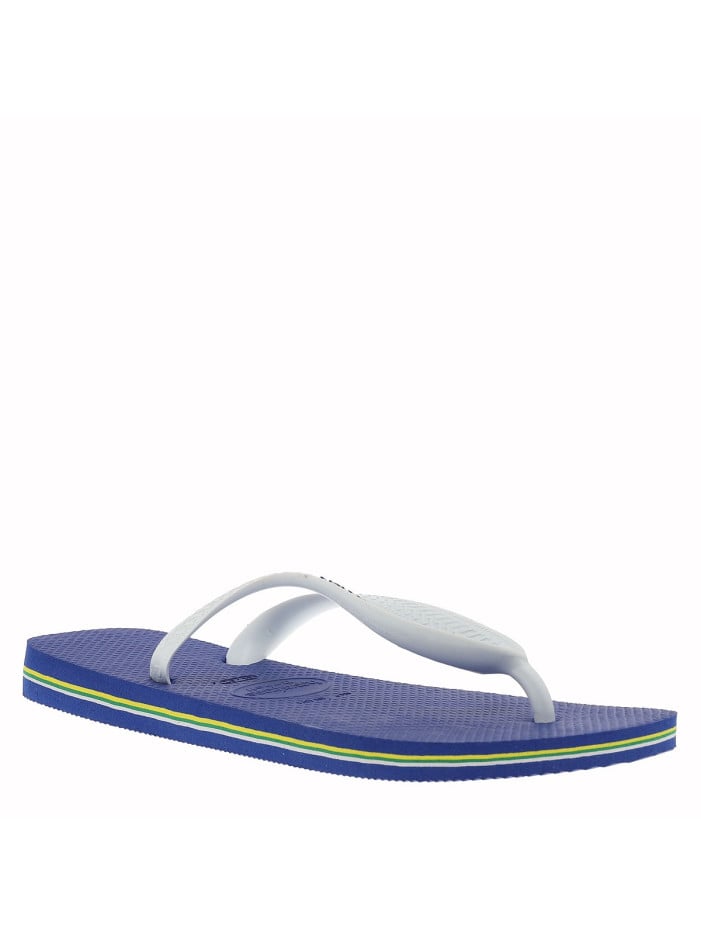 Tongs bleues et blanches à...