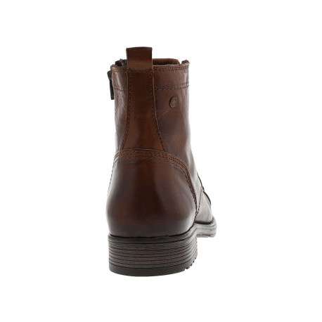 Boots en cuir marron avec une fermeture zippée lacets ronds et languette d'aisance - Image 3
