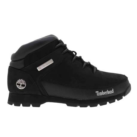 Boots noires montantes à semelles crantées et à lacets ronds avec logo sur le côté - Image 4