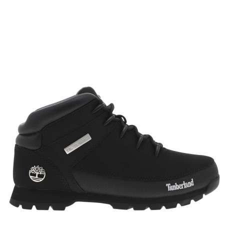 Boots noires montantes à semelles crantées et à lacets ronds avec logo sur le côté