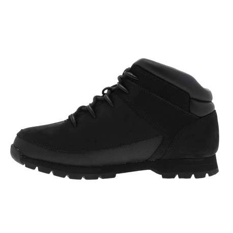 Boots noires montantes à semelles crantées et à lacets ronds avec logo sur le côté - Image 7