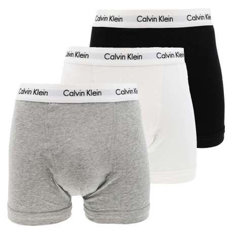 Lot de 3 Boxers classiques en coton gris unis coupe fermée avec ceinture blanche - Image 5