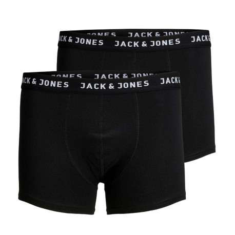 Lot de 2 Boxers noirs en coton unis avec taille élastiquée et marque brodée