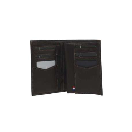 Portefeuille en cuir marron avec emplacements pour carte et poche monnaie - Image 3
