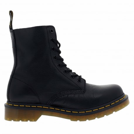 Boots en cuir noir à lacets ronds avec une languette d'aisance en tissu - Image 2