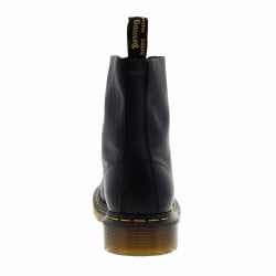 Boots en cuir noir à lacets ronds avec une languette d'aisance en tissu