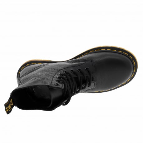 Boots en cuir noir à lacets ronds avec une languette d'aisance en tissu - Image 5