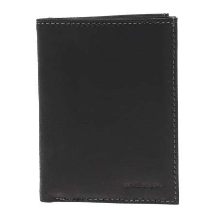 Portefeuille en cuir de vachette à rabats à emplacements pour carte et poche monnaie