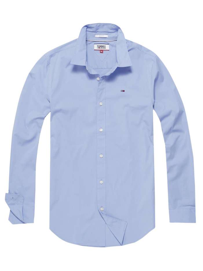 Chemise bleu ciel unie à...