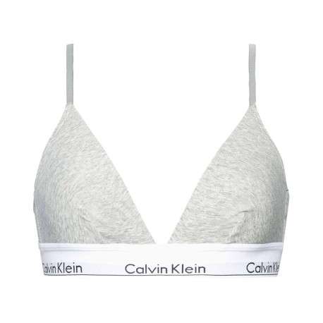Soutien-Gorge gris uni avec liseré blanc et nom de la marque sous la poitrine - Image 4