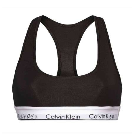 Brassière noire unie avec dos nageur et bande élastiquée sous la poitrine - Image 3
