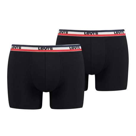 Lot de 2 boxers noirs à bande élastiquée bleue blanche rouge et brodée