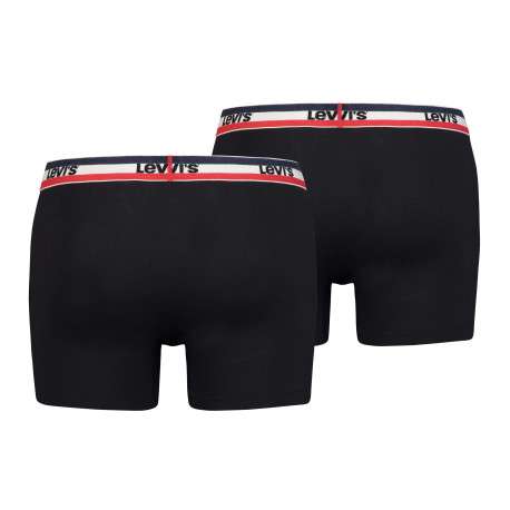 Lot de 2 boxers noirs à bande élastiquée bleue blanche rouge et brodée - Image 2