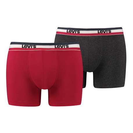 Lot de 2 boxers rouge et anthracite unis à bande élastiquée rayée