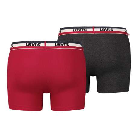 Lot de 2 boxers rouge et anthracite unis à bande élastiquée rayée - Image 2