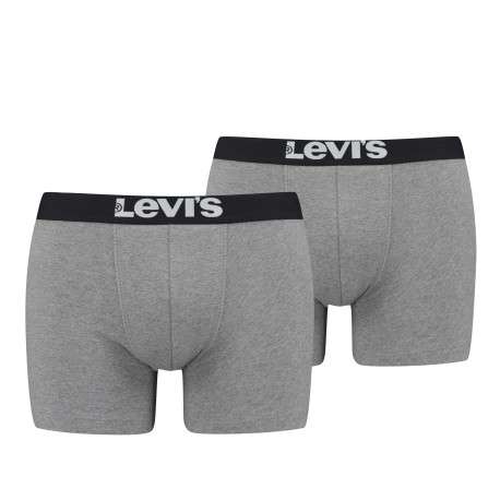 Lot de 2 boxers gris et à bande élastiquée noire brodée à la taille