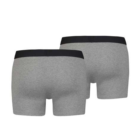 Lot de 2 boxers gris et à bande élastiquée noire brodée à la taille - Image 2