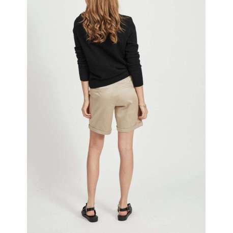 Pull noir uni en mailles avec une coupe droite, un col rond et à manches longues - Image 3