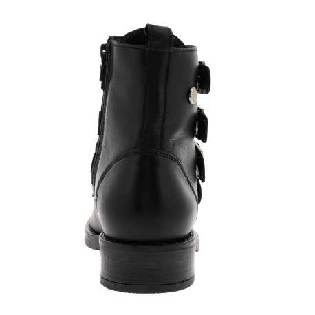 Boots en cuir noir à semelle et talon plat et à zip latérale intérieur - Image 3