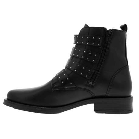Boots en cuir noir à semelle et talon plat et à zip latérale intérieur - Image 4