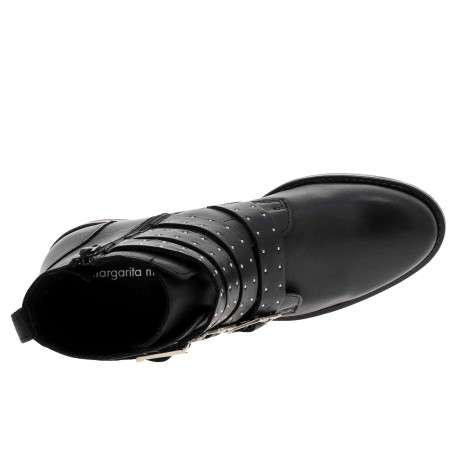 Boots en cuir noir à semelle et talon plat et à zip latérale intérieur - Image 5