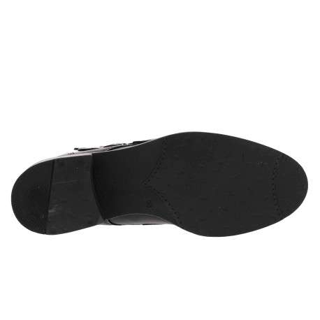 Boots en cuir noir à semelle et talon plat et à zip latérale intérieur - Image 6