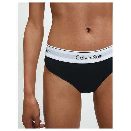 Slip noir en coton avec taille élastiquée blanche avec nom de la marque - Image 2