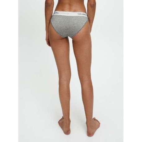 Slip gris chiné en coton avec taille élastiquée blanche et marque - Image 2