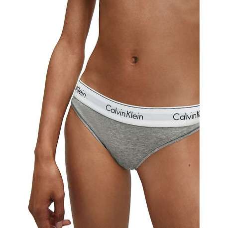 Slip gris chiné en coton avec taille élastiquée blanche et marque - Image 3