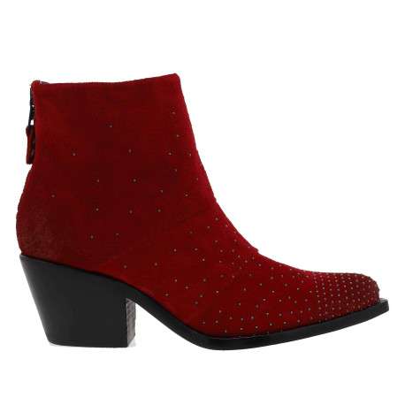 Boots femme cuir rouge
