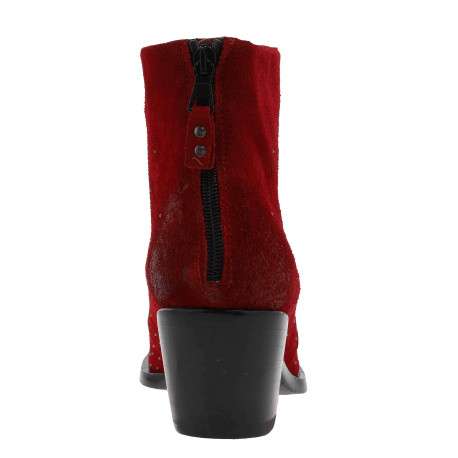 Boots femme cuir rouge - Image 3