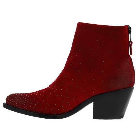 Boots femme cuir rouge - Image 4