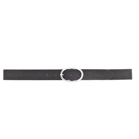 Ceinture en cuir noir avec une boucle métallique argentée ovale - Image 5
