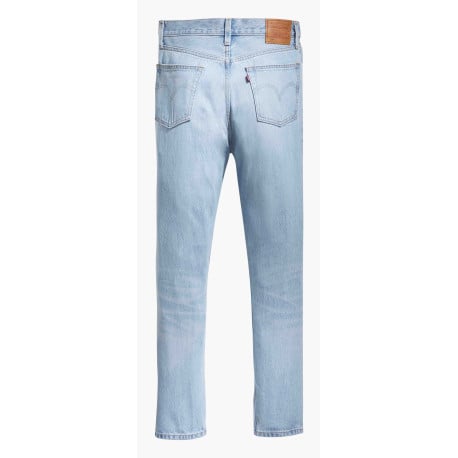 Jeans taille haute style 5 poches bleu clair délavé et avec une coupe droite - Image 5