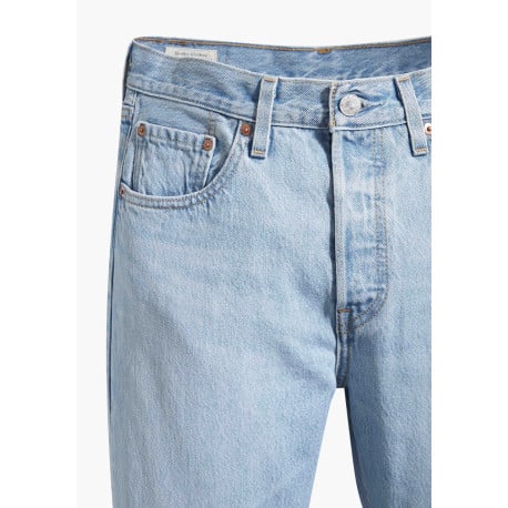 Jeans taille haute style 5 poches bleu clair délavé et avec une coupe droite - Image 8