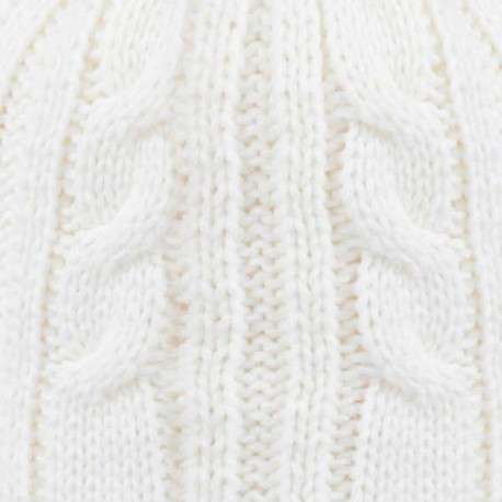 Bonnet blanc uni avec logo de la marque et pompons interchangeables - Image 2