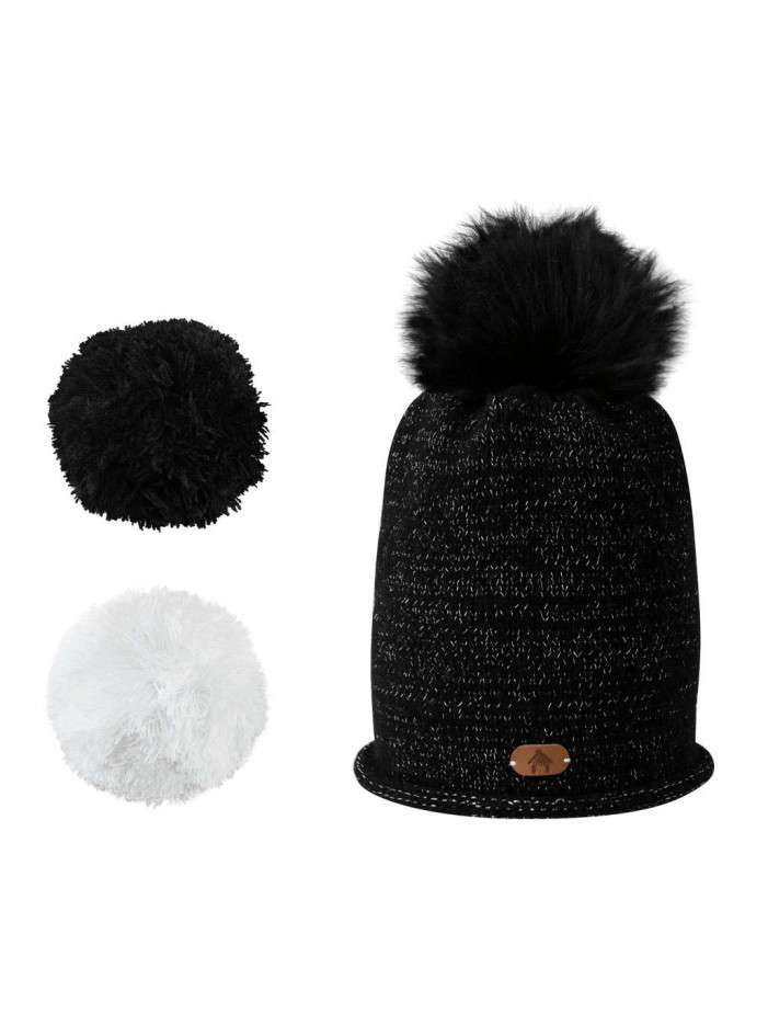 Bonnet noir à lurex argenté...