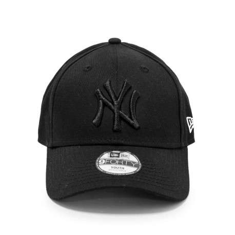 Casquette Kids League Essential 9Forty en coton noire unie avec une coupe strapback et logo sur le côté