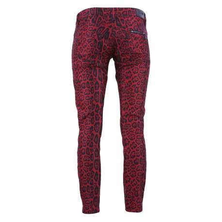 Jean femme ALEXA imprimé esprit léopard rouge - Image 2