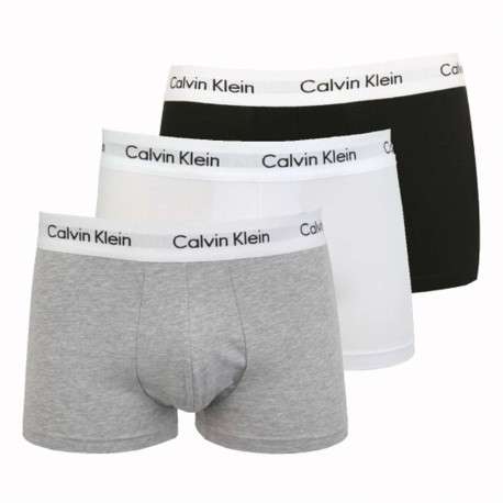 Lot de 3 Boxers en coton multicolores unis avec taille élastiquée et marque - Image 5