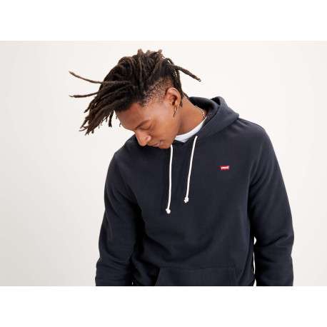 Sweat noir uni à capuche avec logo de la marque - Image 7