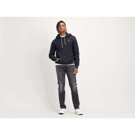 Sweat noir uni à capuche avec logo de la marque - Image 4