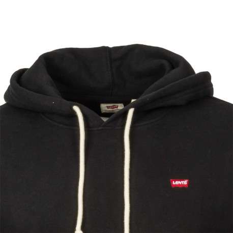 Sweat noir uni à capuche avec logo de la marque - Image 6