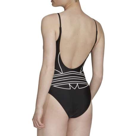 Maillot de bain femme slim imprimé logo trèfle noir et blanc - Image 6