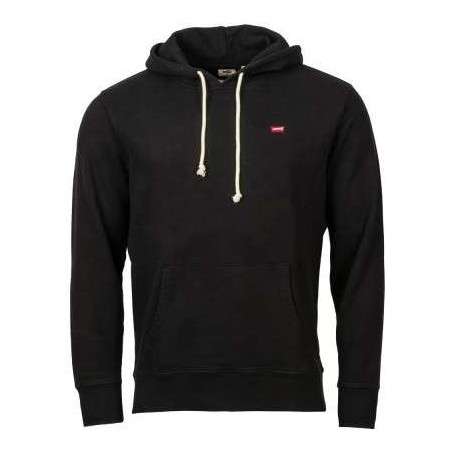 Sweat noir uni à capuche avec logo de la marque - Image 2