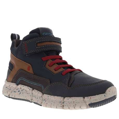Baskets montantes garçon en cuir FLEXYPER marine - Image 2