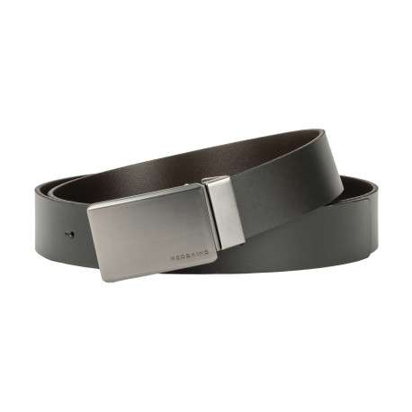 Ceinture marron unie avec une boucle métallique argentée rectangle